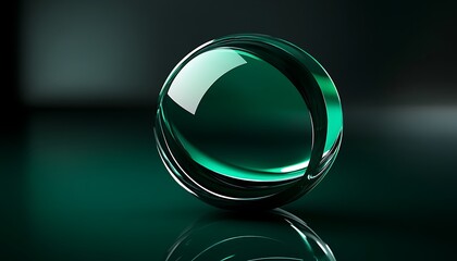 A deep emerald green 3D logo mockup, shining with sleek reflections and illuminated shadows.