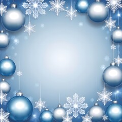 A serene and festive blue Christmas background adorned with delicate