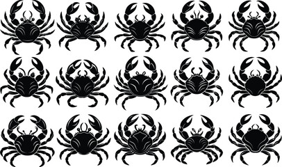 Set Of Crab Silhouette Vector Illustration Vector Illustration