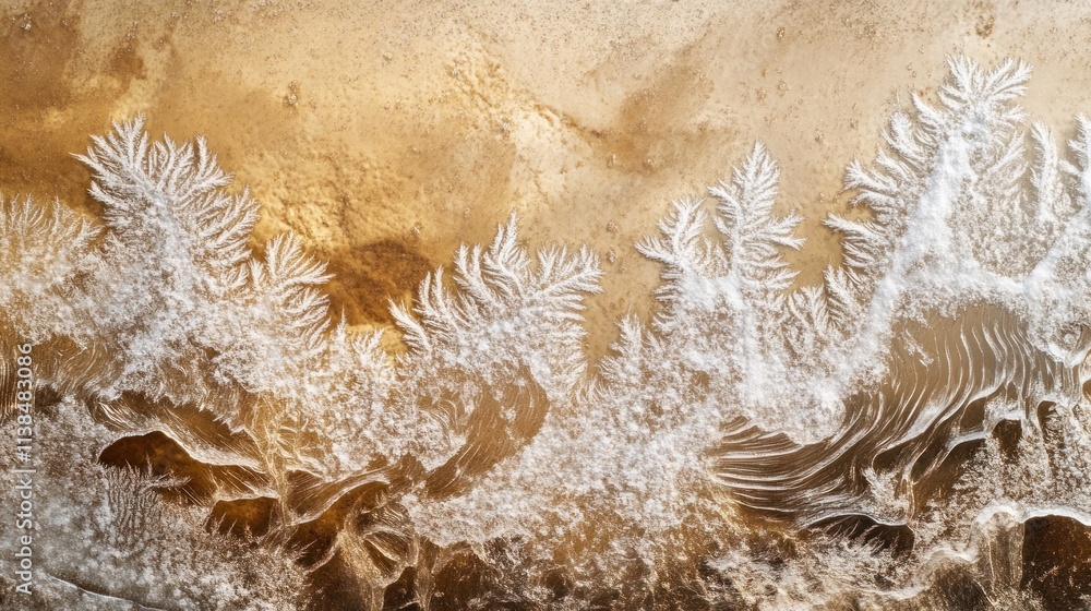 Aufkleber intricate frost patterns resembling delicate plants on a surface.