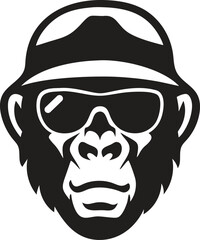 Illustration of monkey in a cap. Design element for t shirt, poster, card, emblem
