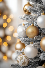 Festive Room with Christmas Tree, a cozy holiday setting adorned with shimmering lights, evokes warmth and joy, perfect for creating a cheerful atmosphere during celebrations