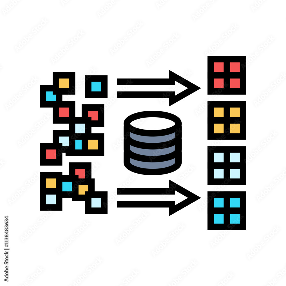 Poster clusters big data color icon vector. clusters big data sign. isolated symbol illustration