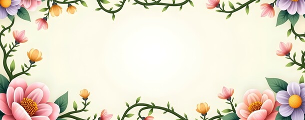 Elegant floral frame, pastel blooms intertwine, creating a soft, romantic border. Perfect for invitations or announcements!