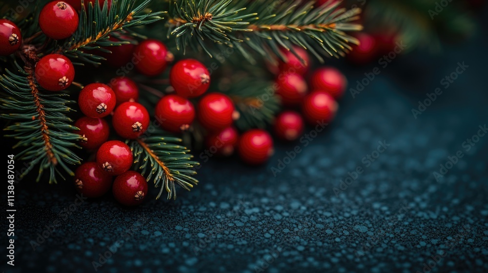 Poster a close-up shot of a cluster of bright red berries, suitable for use in designs related to nature an