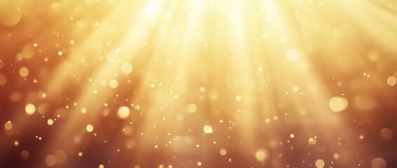 Golden Light Rays and Sparkling Dust Background