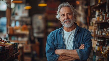 Obraz premium Portrait of an adult man in a grocery store 