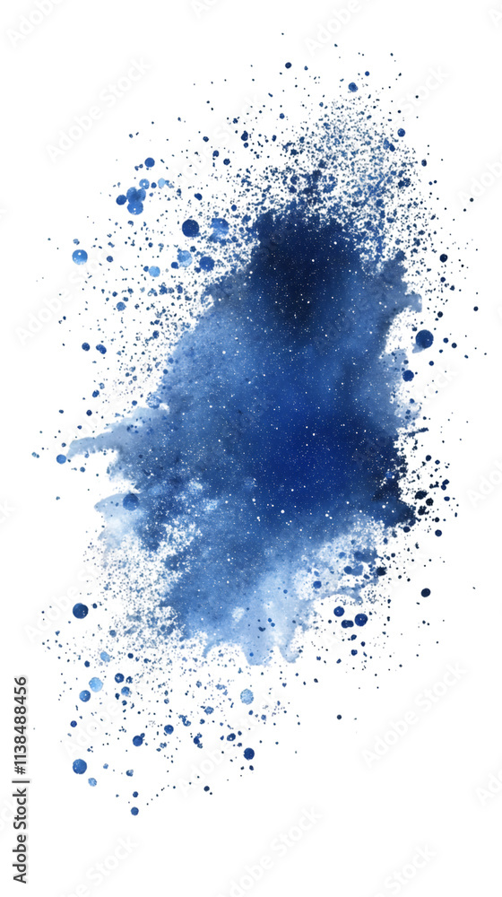 Aufkleber blue watercolor splash with abstract splatters and drips isolated on transparent background, perfect