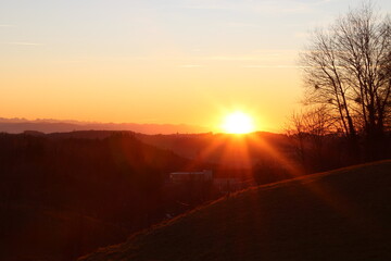 sunset in the mountains