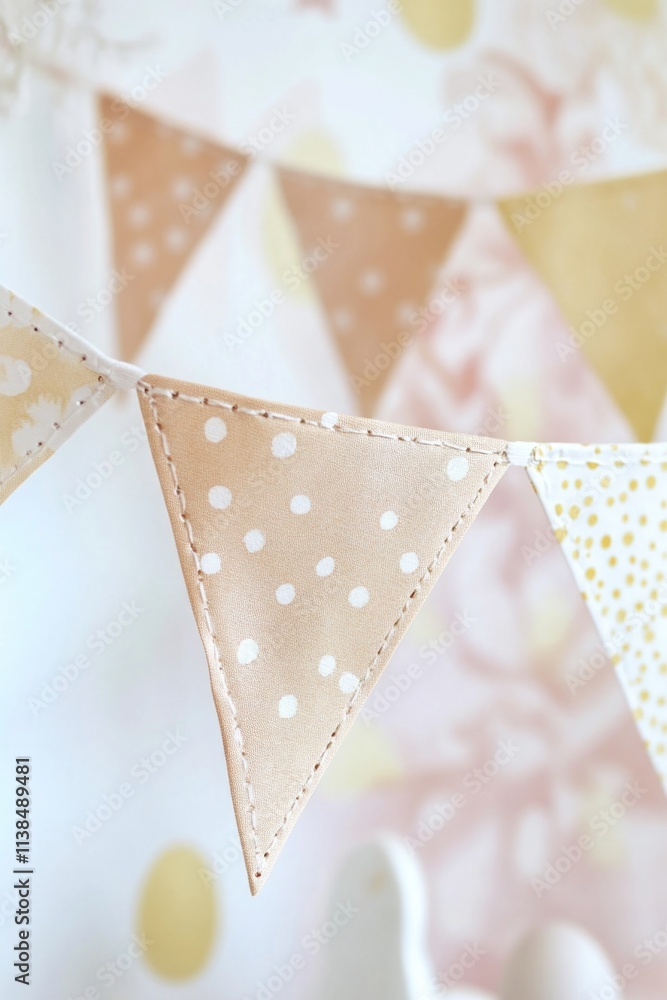 Aufkleber a close-up view of a colorful bunting with polka dot design, perfect for party decorations or creati