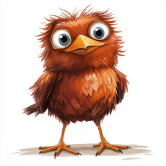 Fototapeta premium illustration of a funny comic like bird on a white background