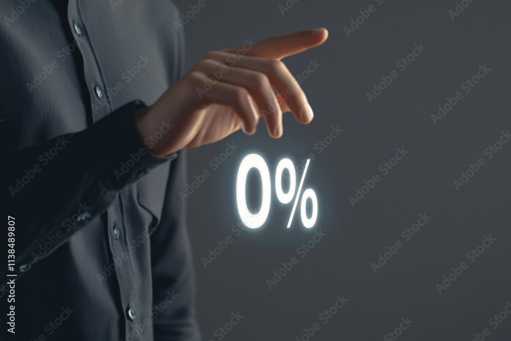 Poster a person indicating a percentage point on a scale