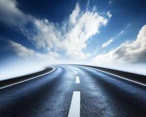 Fototapeta premium Asphalt Road Leading to the Horizon Under a Cloudy Sky