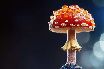 Close-up shot of a single mushroom growing on a wooden stick, perfect for use in food or nature-related contexts