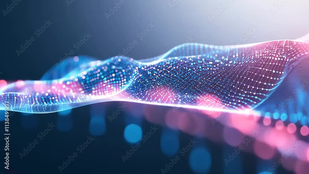 Poster abstract digital waves in vibrant colors representing dynamic energy and motion