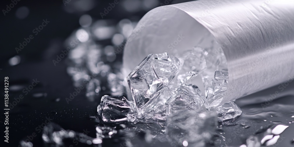 Aufkleber a close-up view of delicate ice crystals on a table, perfect for winter-themed projects or scientifi