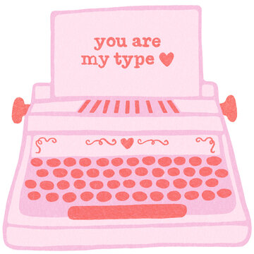 Valentine's Day Romantic moment Typewriter to say I love you for couple surprise letter