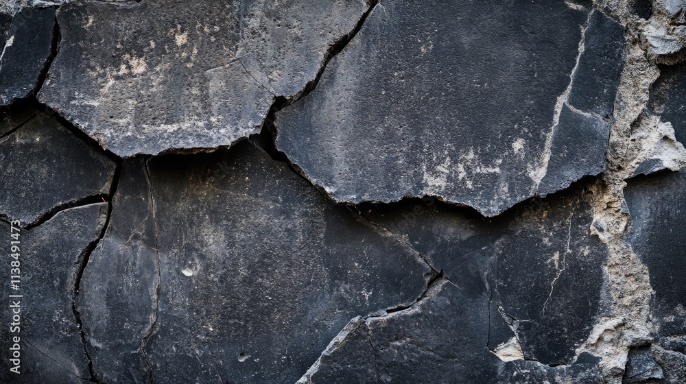 Poster a close-up view of a rocky wall with visible cracks