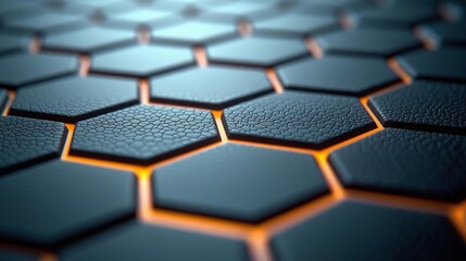 Fototapeta premium 3d Hexagonal A close up of a black and orange hexagonal pattern