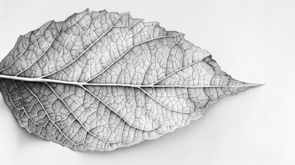 Monochrome leaf, detailed veins, isolated.