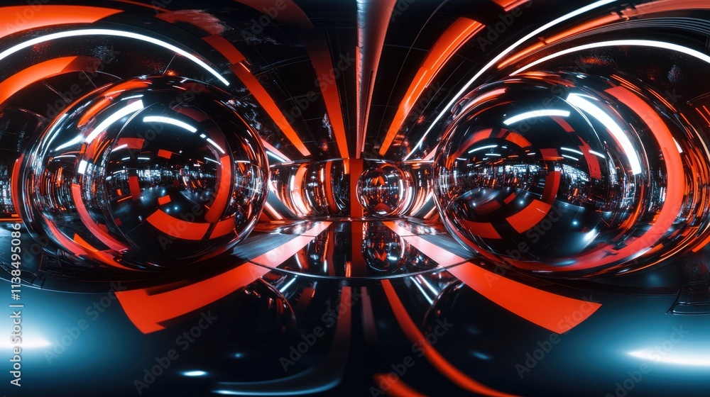 Poster abstract image of a tunnel with red and black colors