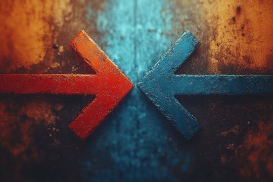 Contrasting arrows pointing in opposite directions, great for highlighting contrasting ideas or opinions