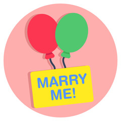 Marry me balloons icon, decorative accessory