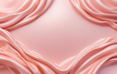 Romantic Blush Pink Metallic Background with Golden Curled Lines