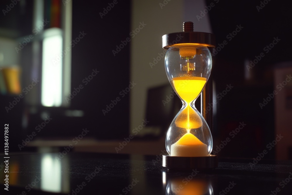 Aufkleber A timer hourglass sits on a table surface