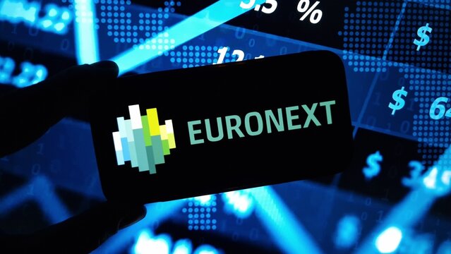Konskie, Poland - December 15, 2024: Euronext N.V. company logo displayed on mobile phone