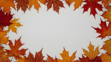 Obraz premium maple autumn leaves border frame on white blank space or copy space 