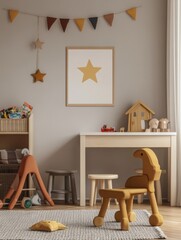 Obraz premium Playful Child's Room Interior Design with Wooden Toys