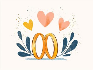Obraz premium Beautiful wedding rings with hearts highlight love and commitment in union.