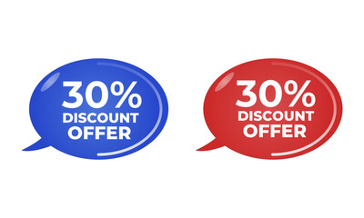 30% discount offer multicolored on white background
Frame, promotion icon, sales. discounts 3d