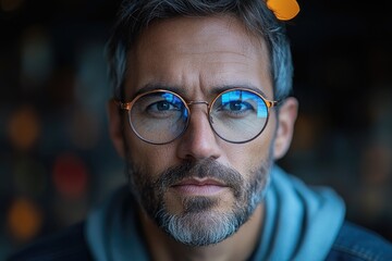 A close-up photo of someone wearing glasses, perfect for highlighting accessories or everyday life moments