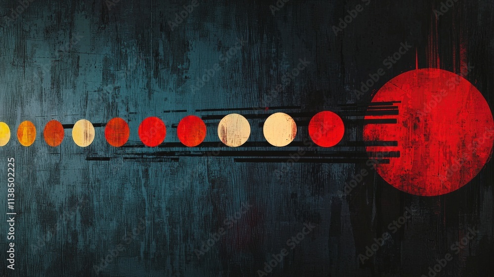 Poster dynamic visual rhythm of circular beats abstract art modern interpretation dark background vivid col