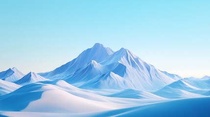 Snow-capped mountains with a crystal-clear blue sky, stunning winter landscape.