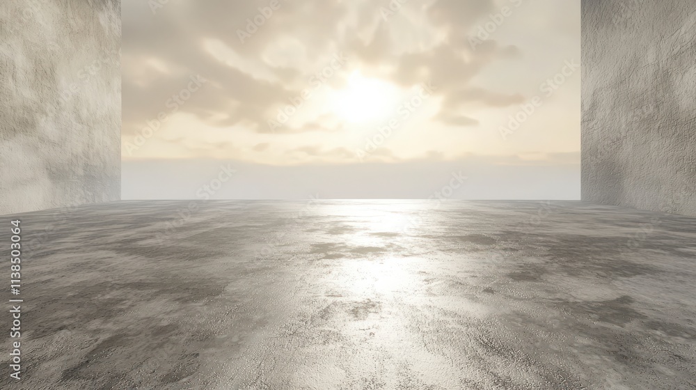 Leinwandbilder surreal desert landscape with soft shadows vast open space digital art ethereal ambiance wide-angle 