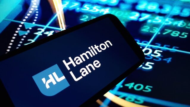 Konskie, Poland - December 15, 2024: Hamilton Lane Incorporated company logo displayed on mobile phone