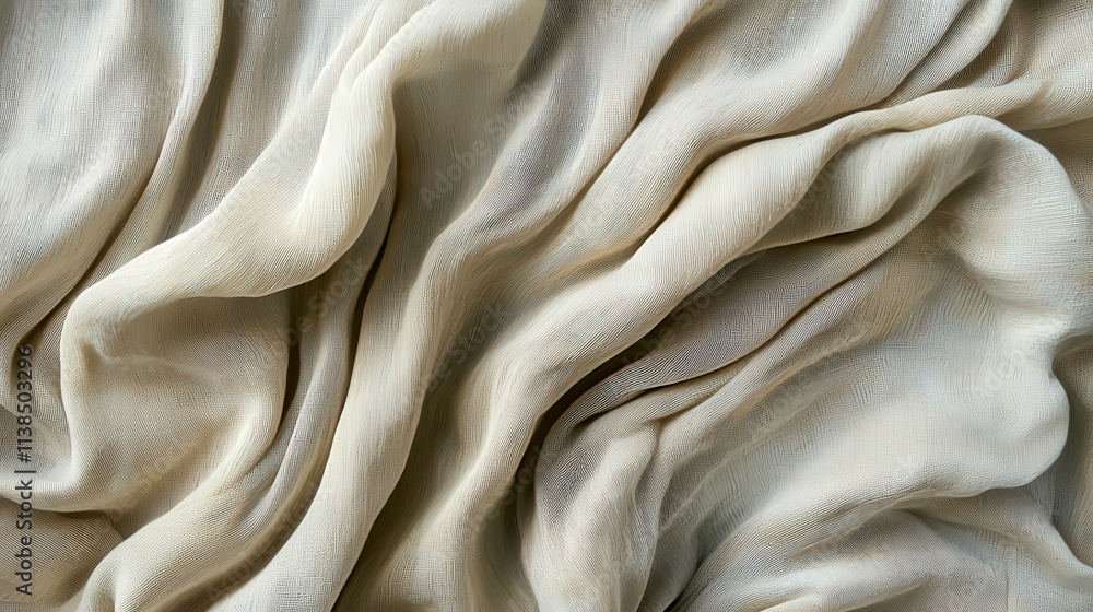 Poster textured fabric gently quivering close-up shot soft material indoor setting artistic viewpoint seren