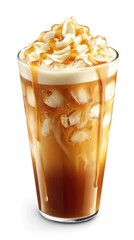 Creamy iced coffee drink topped with whipped cream and caramel sauce, perfect for hot summer days or enjoying in a cozy cafe setting to delight your senses and refresh your palate.