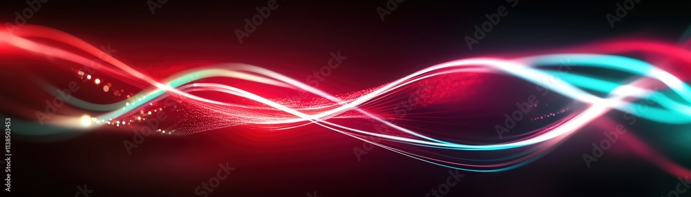 Poster abstract light waves in vibrant colors creating dynamic flowing patterns.