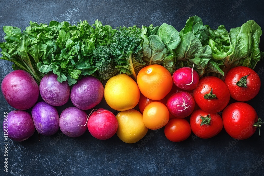Poster Fresh produce arranged on a table for display or use