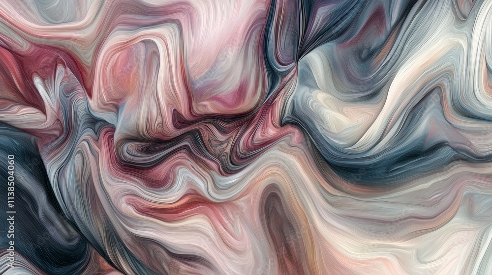 Poster abstract art display gallery space digital painting modern environment close-up view pulsating color