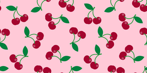 cherry seamless pattern print design on pink background vector illustration