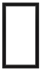 Glossy black photo frame isolated on white background, perfect for modern decor