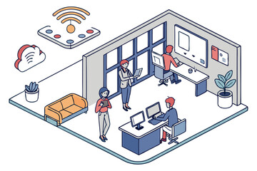 Business illustration people working in office
