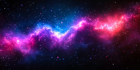 vibrant pink blue nebula galaxy glowing cosmic space stars abstract celestial formation universe...