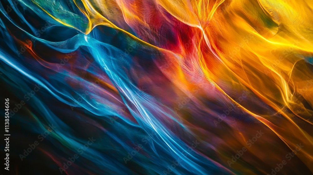 Poster pulsing waves of light and shadow overlapping creating vibrant patterns abstract art digital artwork