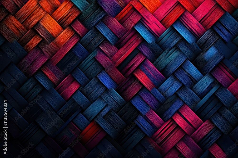 Poster Abstract neon geometric pattern with overlapping colorful lines on black symbolizing bold visual impact and futuristic urban design